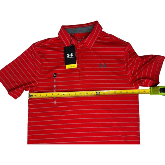 NWT Under Armour Men's Small Playoff Polo Tour Stripe Red Golf Shirt UPF‎ 40 - Picture 13 of 14